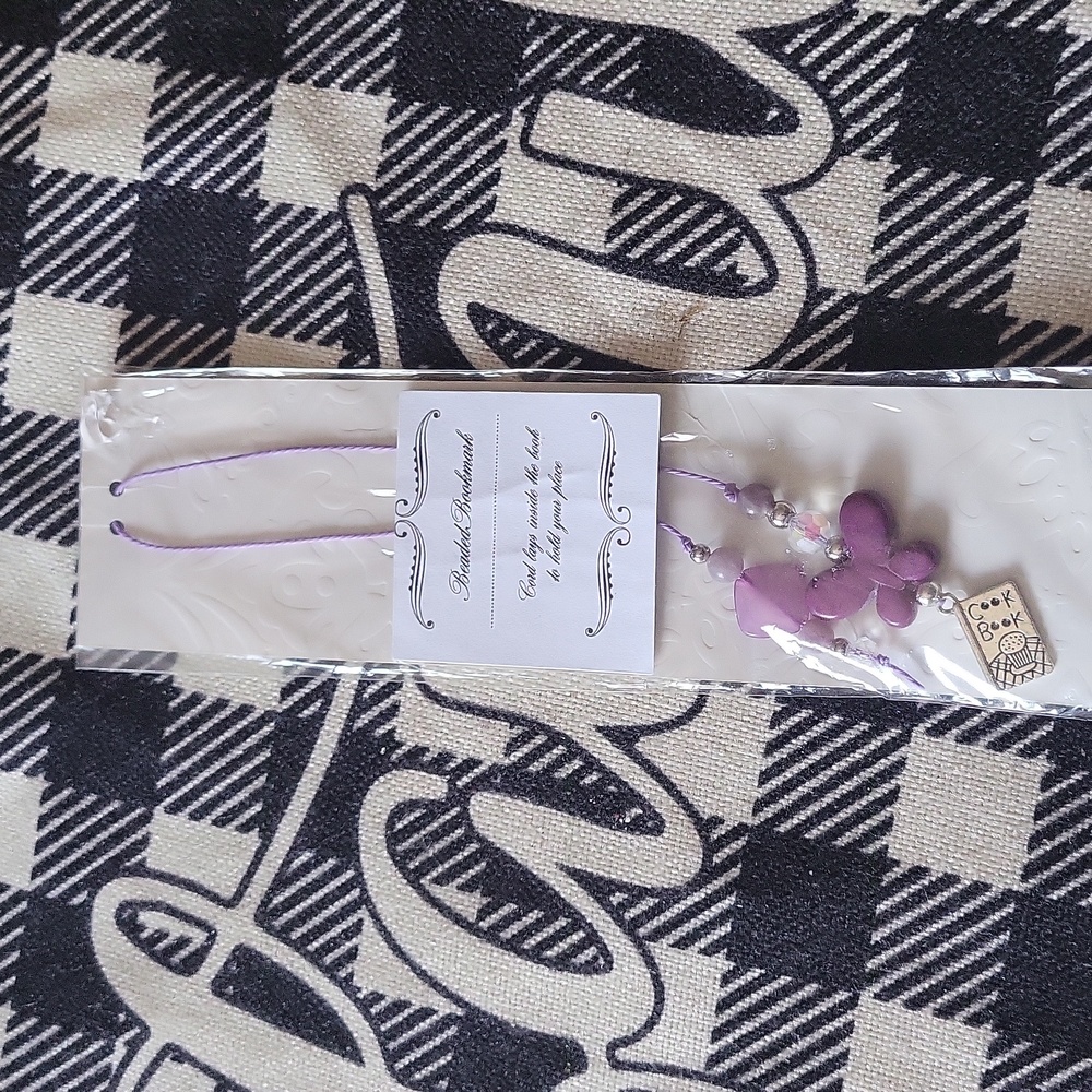 Handmade gorgeous bookmark butterfly charms purple silver charm cook book 📖